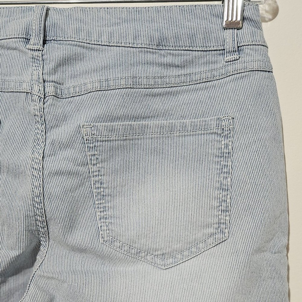 Artisan NY Mid Rise Skinny Jeans Size 8 x 27 Pinstripe Stretch Blue White Pants